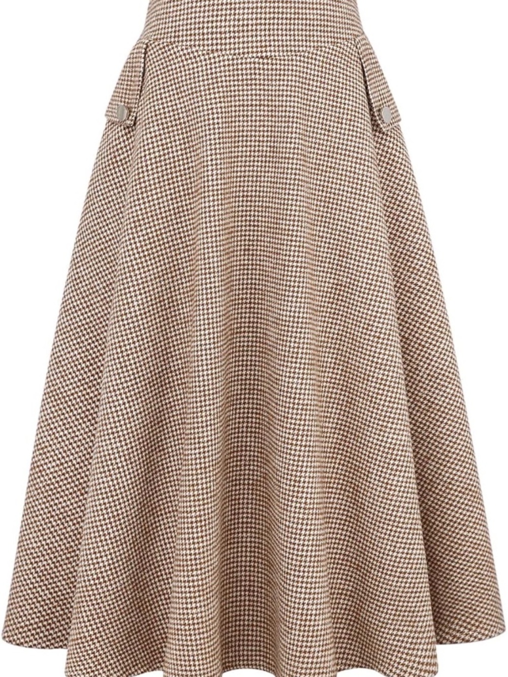 Autumn brown and white houndstooth a-line skirt